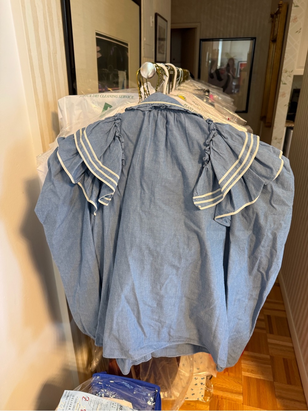 Ulla Johnson Blue Ruffle-Trim Button Front Blouse - Picture 2 of 3